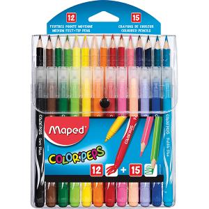 Мапед  COLOR PEPS 12 флумастера+15 молива