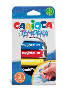 Темперна боя CARIOCA  5 цвята тубички 12 ml. C3