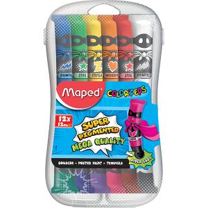 Темперна боя MAPED 12 цвята х 12 ml туби PP кутия
