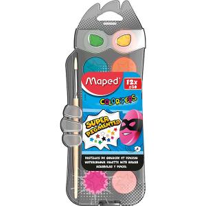 Водна боя MAPED 12 цвята Ф30  PP кутия с четка