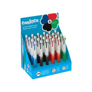 Химикалка CARIOCA 4 цвята 24 броя дисплей