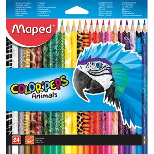 Цветни моливи Мапед  COLOR PEPS ANIMALS FSC 24 цвята
