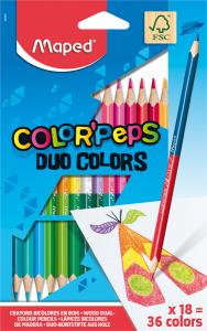 Цветни моливи Мапед COLOR PEPS DUO FSC 18 броя 36 цвята