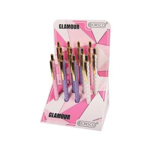 Химикалка GLAMOUR metal  - клик син 12 броя дисплей