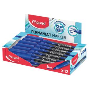 MARKER PERMANENT CUSTOM объл връх син 12 бр..