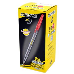 Химикалка CORVINA 51 CLASSIC прозрачна червен  50 броя кутия