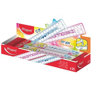 Линия MАПЕД 15см. STUDY FANCY НЕЧУПЛИВА 2 скали дисплей 20броя