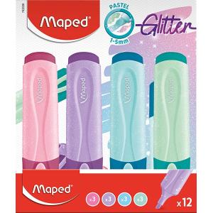 ТЕКСТ МАРКЕРИ MAPED FLUO PEPS GLITTER 4 цвята 12бр. дисплей