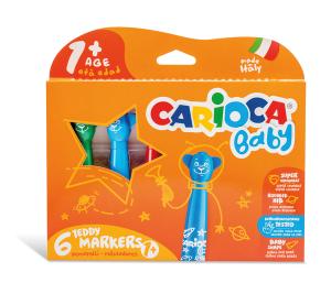 CARIOCA BABY МАРКЕРИ ЗА РИСУВАНЕ Teddy Marker 6 цвята (възрaст1+)