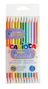 Цветни моливи CARIOCA Bi COLOR PASTEL 12 броя 24 цвята