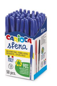 Химикалка CARIOCA SFERA прозрачна СИН  50 броя кутия