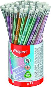 MAPED GLITTER HB+ ГУМА диспл. 72бр.