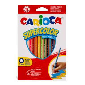 Цветни моливи CARIOCA SUPERCOLOR Hexagon FSC 18 цвята
