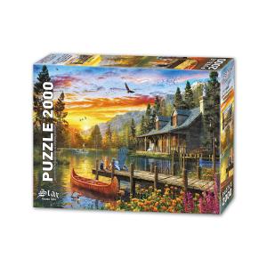 Пъзел 2000 елемента SUNSET ON THE MOUNTAIN LAKE панорамен 96х 68 см