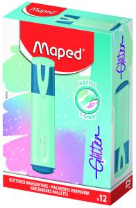 ТЕКСТ МАРКЕРИ MAPED FLUO GLITTER PASTEL сапфир син 12 бр. кут. C3