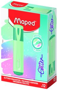 ТЕКСТ МАРКЕРИ MAPED FLUO GLITTER PASTEL зелен 12 бр. кут. C3
