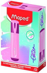 ТЕКСТ МАРКЕРИ MAPED FLUO GLITTER PASTEL розов 12 бр. кут. C3