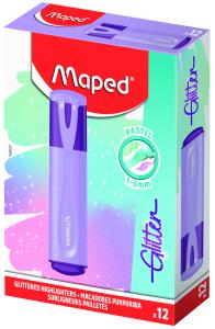 ТЕКСТ МАРКЕРИ MAPED FLUO GLITTER PASTEL лилав 12 бр. кут. C3