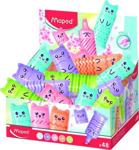 ТЕКСТ МАРКЕРИ MAPED FLUO PEPS MINI FRIENDS PASTEL 48 бр.дисплей 5 цвята/дизайна