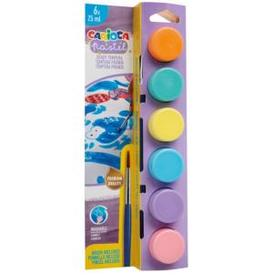 Темперна боя CARIOCA PASTEL  6 цвята х 25ml. бурканче + четка