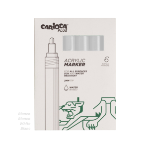 Акрилни маркери 6 броя 31 бял 4 мм CARIOCA Plus VAN ORTON Acrilyc